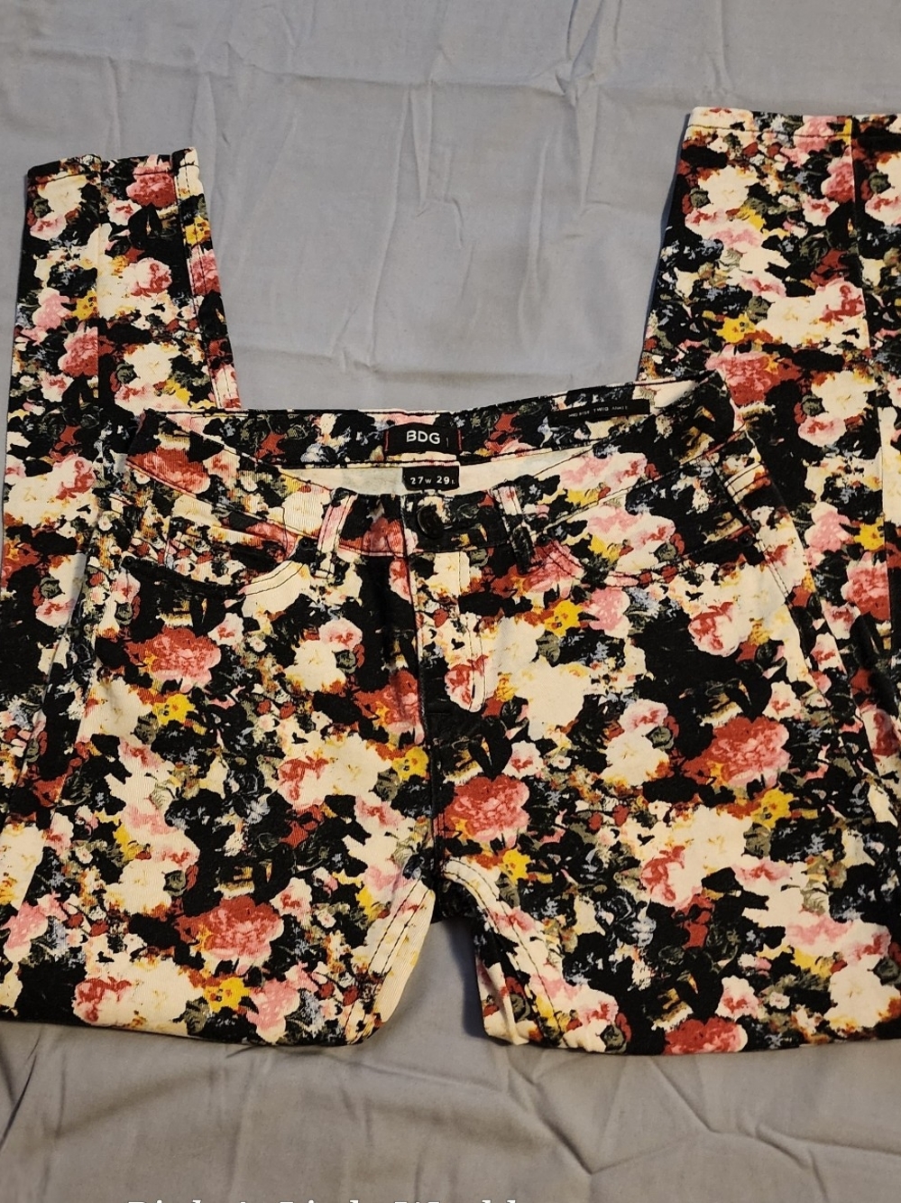 BDG Floral Skinny Ankle Jeans in Black, Pink, Yellow